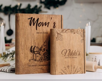 Carpeta de recetas de madera personalizada: Libro de cocina para atesorar como herencia familiar.