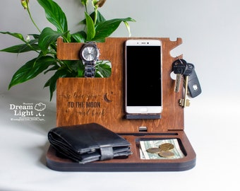 Docking Station,Desk Organize, Charging Station, Phone Stand,Gifts for Dad,Fathers Day Gift,Mens birthday gift,Gift for husband,Gift for Men