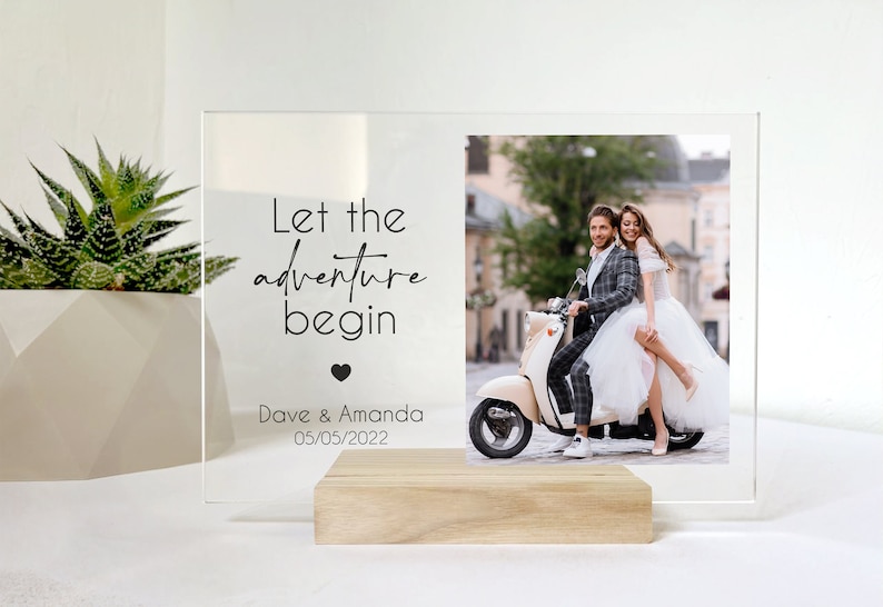 Engagement Gifts for Couple / Engagement Frame/ 2nd Anniversary Gift/ Engagement Present/ Newly Engaged/ Personalized Acrylic Photo Plaque Des1