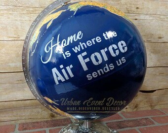 Air Force, 12" Globe, Home decor, Guestbook Globe, Custom Painted Globe, Metal stand
