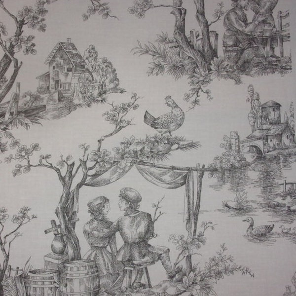 Tissu vintage impressions toile de Jouy