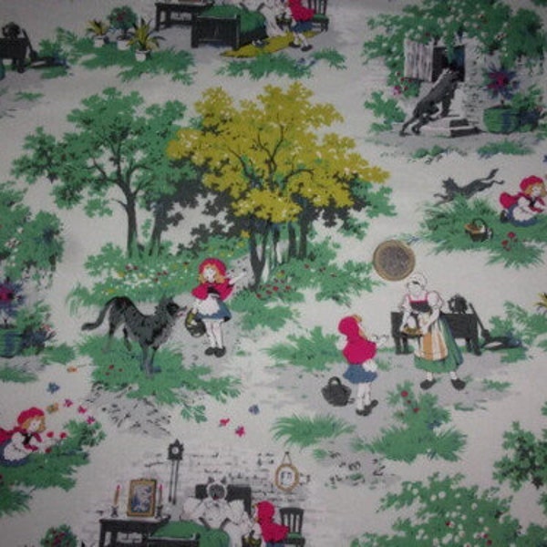 Tissu vintage " le petit chaperon rouge "