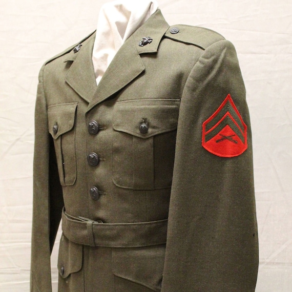 VINTAGE WOOL USMC Service Dress Uniform Alpha Set Coat ,Trousers ,Hats ...