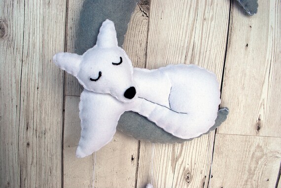 Wolf Fox Sleeping Moon And Star Mobile Nursery And Bedroom Decor