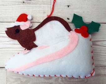Rat Christmas decoration, Personalised Fancy rat Felt tree ornament, mouse hanging decor