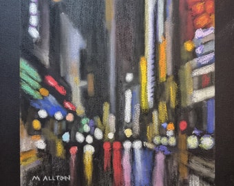 City Lights - Originale Pastell Skizze von Matthew Allton