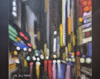 Lumières de la ville - esquisse originale au pastel par Matthew Allton