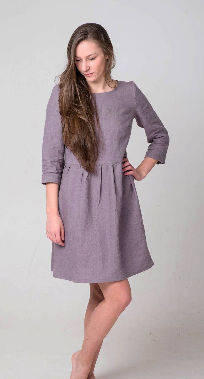 Linen Dress, Black Linen Dress, Black Dress, Linen Womens Dress, With ...