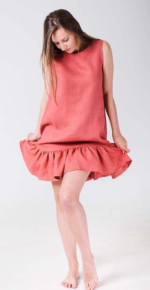 womens pink ruffle dress