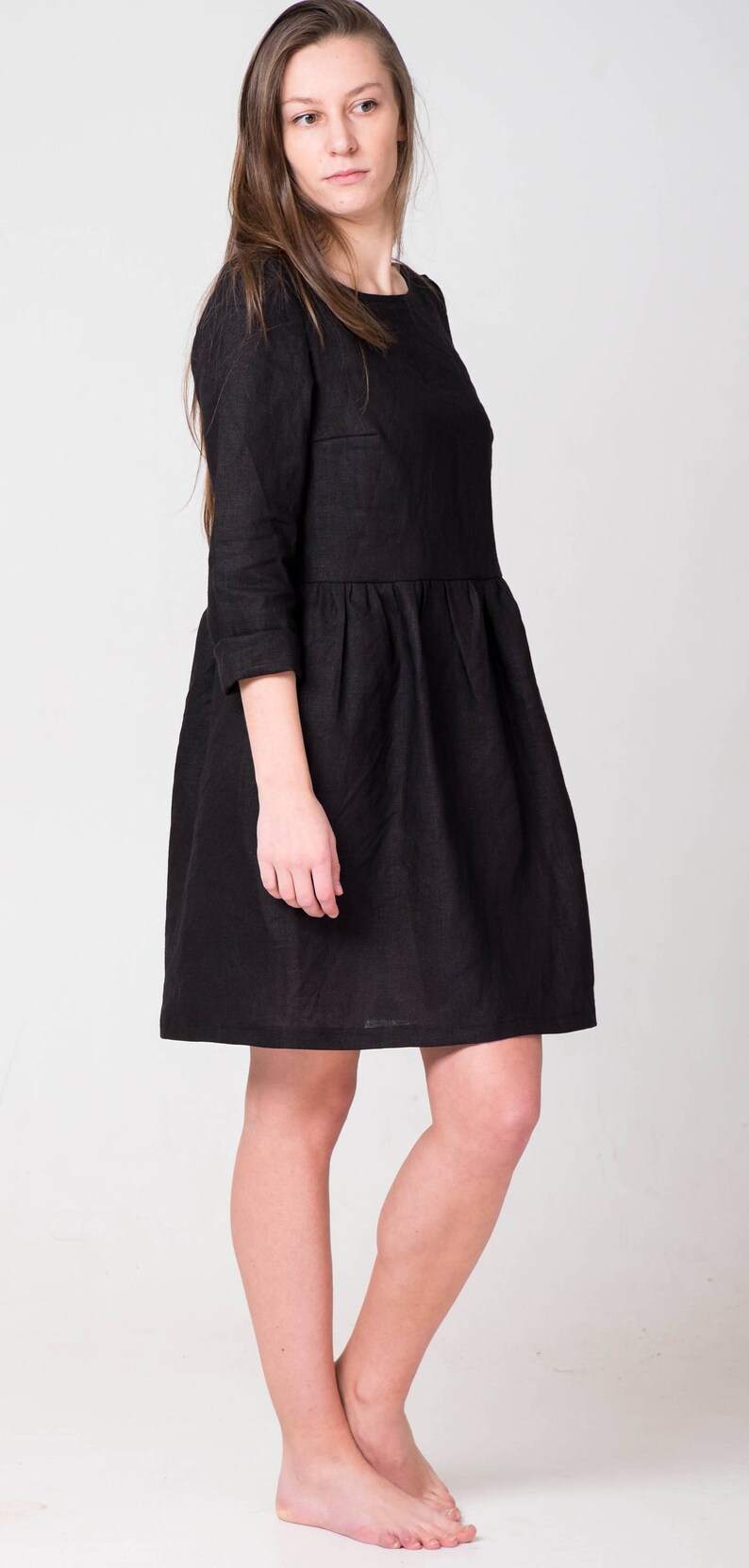 country road black linen dress