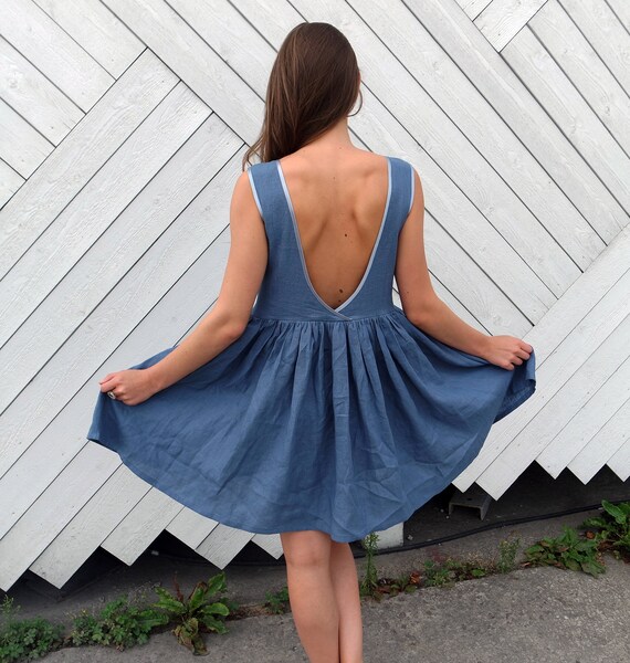 pale blue linen dress