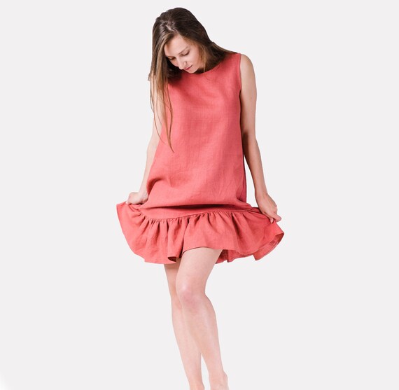 ruffle linen dress