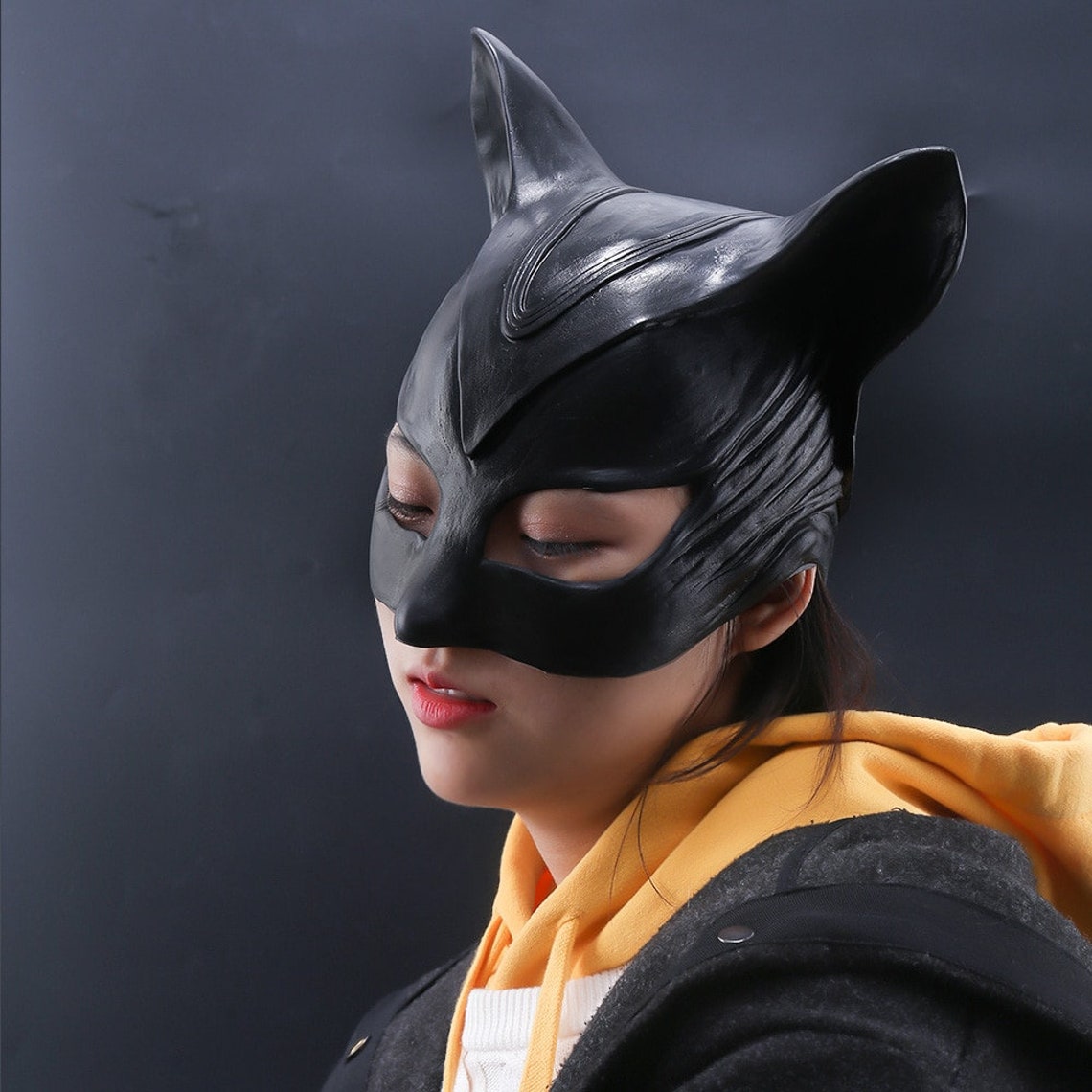 Catwoman Mask Superhero Batman Cosplay Black Half Face Latex Etsy