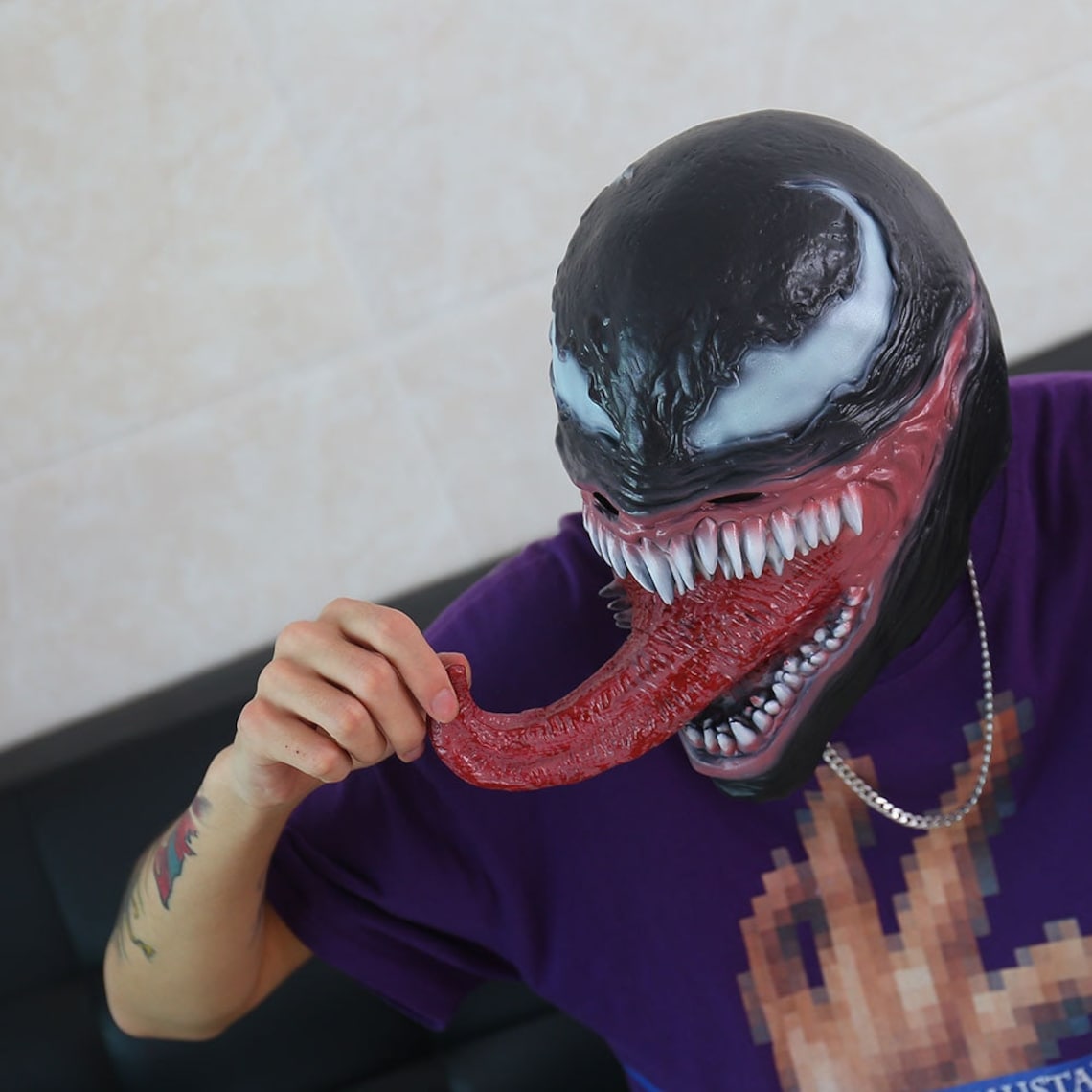 New SpiderMan The Venom Mask with Long Tongue Cosplay Etsy