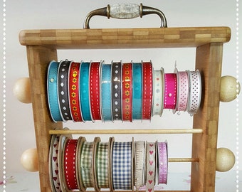 Crafting Wooden Ribbon Rack / Ribbon Organiser / Wooden Ribbon Holder / Wooden Ribbon Storage / Washi Tape Holder / Compact Ribbon Holder