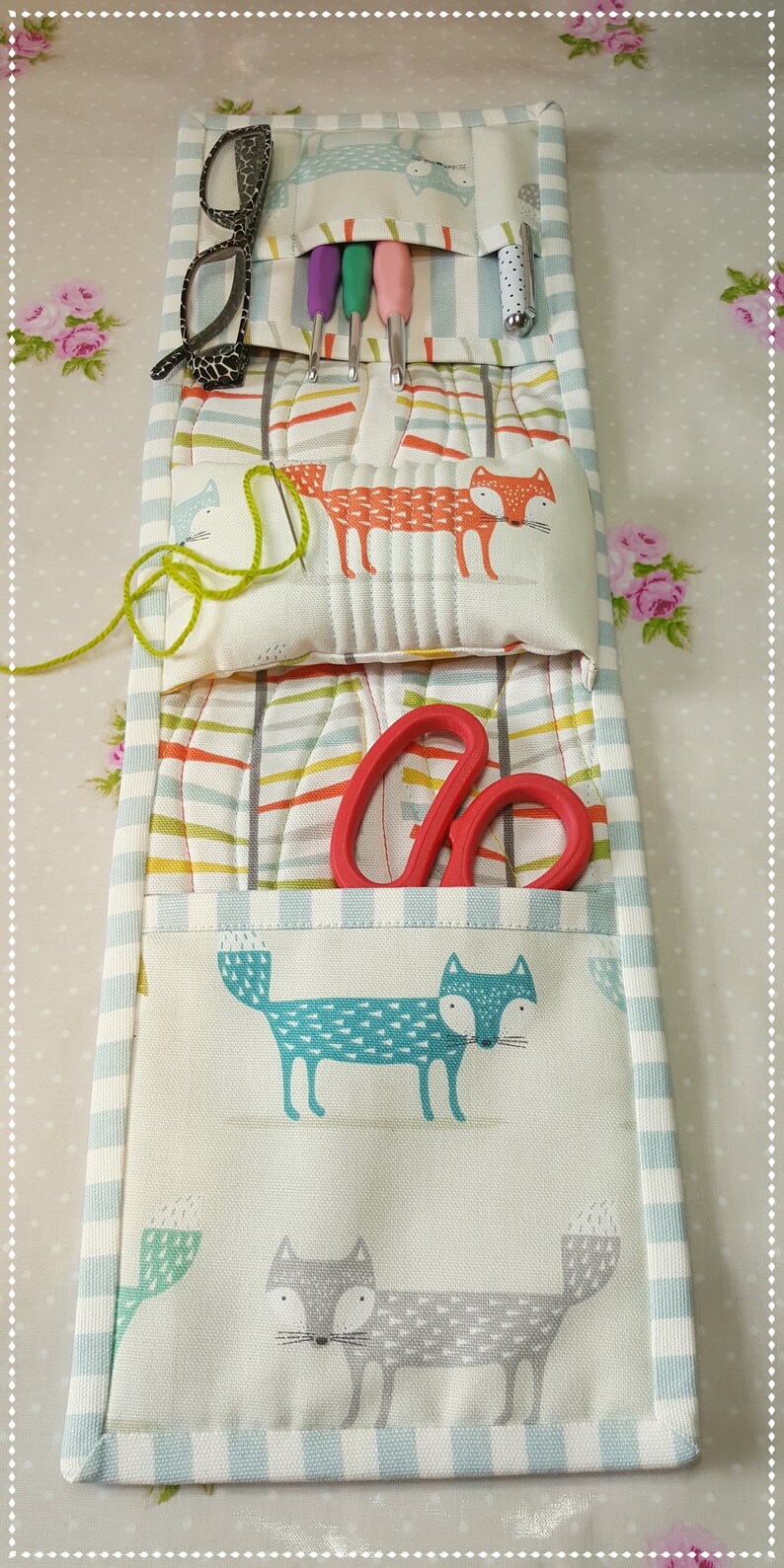 Chair Tidy Pin Cushion Sewing Tidy Sewing Organiser Crafting Organiser Craft Tidy Fox Craft Tidy Arm Chair Tidy