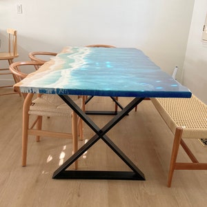 Metal Legs For Ocean Waves EpoxyTable, Steel Dining Table Legs (set of 2) X-shape, Modern Metal Table Legs, Legs for Reclaimed Wood MR Xx