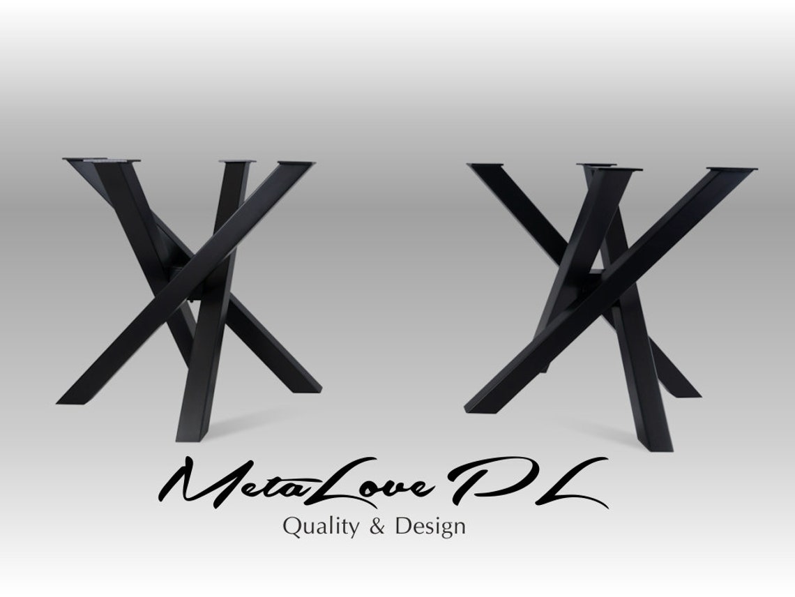 Set of 2 Industrial Table Base Black Table Base Round Table Etsy