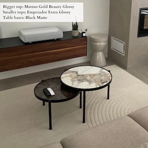 Modern Aesthetic Living Room, Round Nesting Coffee Tables, Accent Table, End Table With Sintered Stone, Living Room Furniture, TOOTo