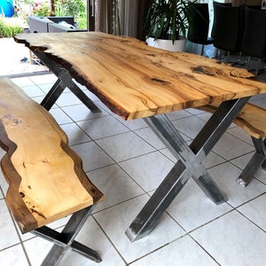 A true industrial design – metal X shape table  legs for table or desk. They perfect match to workstation, long home office table, walnut butcher block desk, live edge tabletop, epoxy river table, oak slab tabletop.