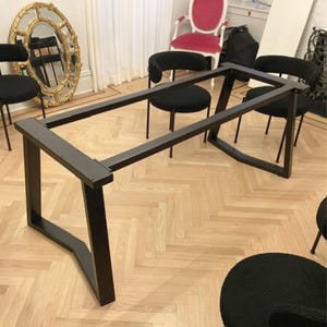 Metal Table Legs With Crossbars, Sturdy Steel Trapezoidal Table Legs, Modern Dining Table Legs With Reinforcements,  YAKO BASE 80.40
