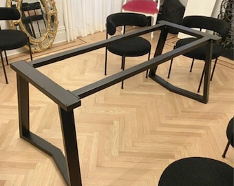 Metal Table Legs With Crossbars, Sturdy Steel Trapezoidal Table Legs, Modern Dining Table Legs With Reinforcements,  YAKO BASE 80.40