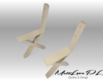 X-shaped Bench Legs With Backrest, Metal Bench Legs With Back Support, Modern Furniture Legs, Contemporary Bench Legs, Set of 2, IKSI 80.40