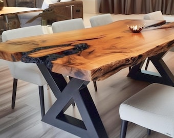 Steel Massive Table Legs X-Shaped, Sturdy Desk Legs, Chunky Metal Table Legs For Solid Wood Top, NOX 80.80, Set of 2