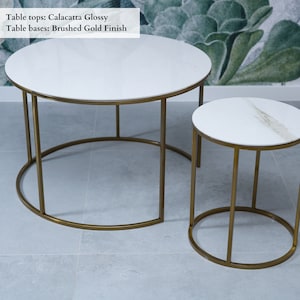 Round Coffee Table With Sintered Stone Top, Nesting Coffee Tables, Round End Table, Couch Living Room Coffee Table, DELIA