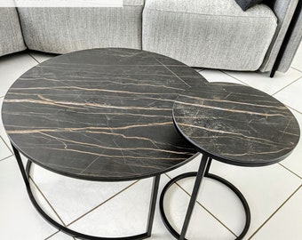 Designer Nesting Coffee Tables, Ronde Decoratie Sofa Bijzettafel, Handgemaakt Meubilair, Moderne Esthetische Woonkamer Salontafels, DELIA