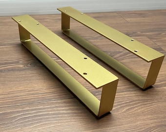 4" Steel Furniture Legs, Monitor Riser, TV Stand Legs, Modern Cabinet Feet, Brushed Gold Finish Available