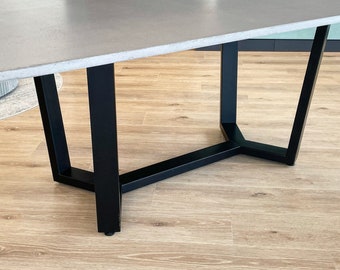 Base de mesa de comedor, base de mesa de metal para encimeras de madera o mármol, resistente, patas de muebles para carpintería, solo acabado NEGRO, ALIS 60.40