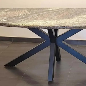 Base per tavolo da cucina in metallo, base per tavolo da pranzo contemporaneo con finitura oro spazzolato, base in acciaio perfetta per piano in pietra o vetro, XSAVIER 80.60