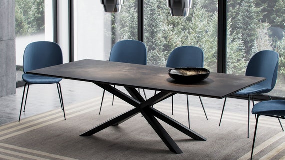  Design 59 Patas de metal para mesa de comedor, base de mesa para  escritorio, cocina, restaurante y otras mesas, patas negras para muebles,  pedestal de acero, muebles modernos de mediados de