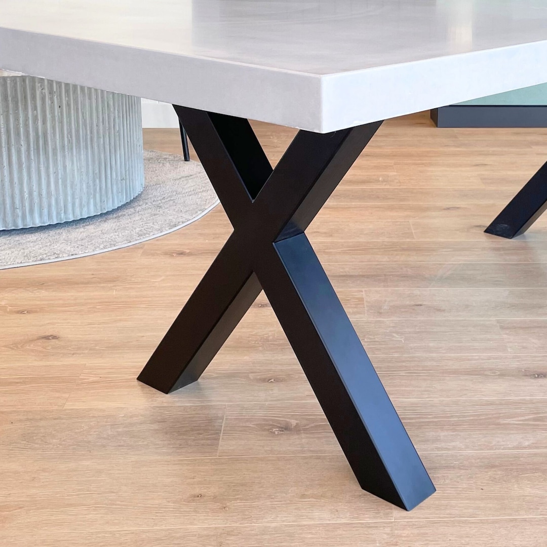 X-shaped Metal Table Legs, Industrial Dining Table Legs, Long Wood Slab ...