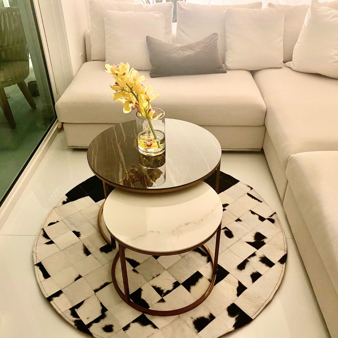 Modern Aesthetic Living Room Coffee Table Round Nesting - Etsy