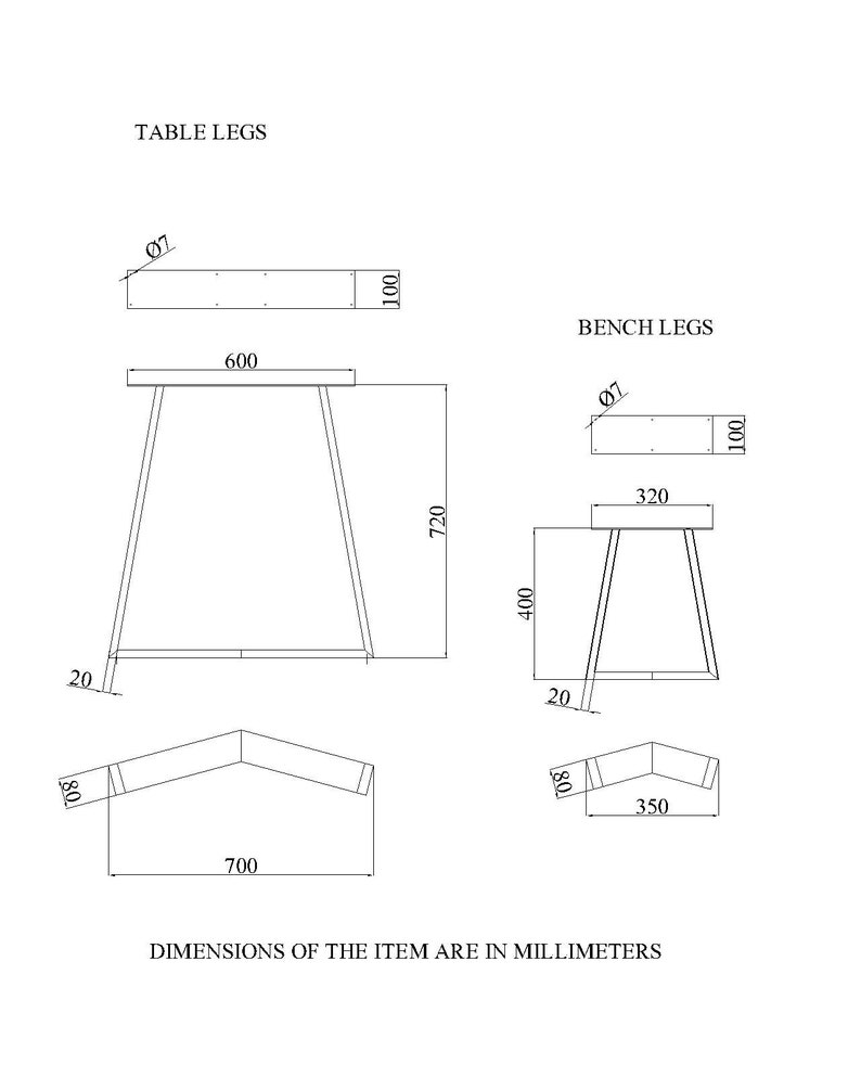 Pieds de table, table, pieds en métal, table à manger, pieds de bureau, bureau, pieds de meuble, pieds en acier, table industrielle, lot de 2, YAKO 80,20 image 7