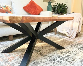 Metall Couchtischbeine für Massivholz Tischplatte, Spinnenstahl Couchtischbeine, moderne Metallbeine für Holz Couchtisch, XSAVI 60.60