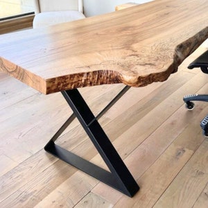 Decorative Desk Legs For Live Edge Work Table Home Office Desk Legs For Reclaimed Wood Table Tops. BLACK Finish Legs MR ZEET, Set of 2
