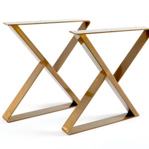 Modern Steel X-Shape Table Legs, Industrial Dining Table Base, Desk Legs Set of 2, MR ZEET