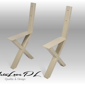 Metal Bench Legs With Back Support, X-shaped Bench Legs With Backrest, Modern Furniture Legs, Contemporary Bench Legs, Set of 2, IKSI 80.40
