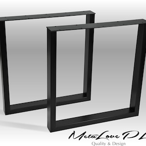 Metal Dining Table Legs, Steel Desk Legs, Kitchen Table Legs, Furniture Legs For Wood Top, Set of 2, CRUDO 80.40, Ready To Ship, Black Matte