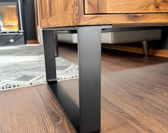 7.9" Height Black Metal Furniture Legs, 20cm Tall Replacement Dresser Legs, TV Stand Legs, Mid Century Modern Cabinet Legs, CRUDO FLAT 40.5