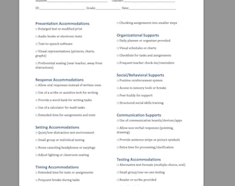 IEP Checkliste für die Unterbringung (bearbeitbar und druckbar) | Sonderpädagogik-Lehrer-Werkzeug