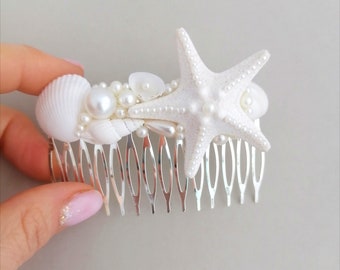 Seashell hair comb, Beach wedding,Beach hair accessory,Seashell Hair accessories,Mermaid hair comb,Starfish,shell bridal hair comb,Headpiece