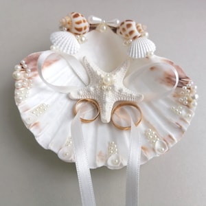 Shell ring holder, Starfish, Beach Ring Holder, Seashell Starfish Ring Pillow image 3