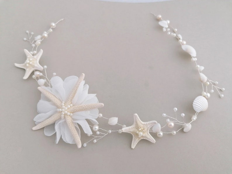 Starfish Hair Vine, Beach Wedding, shell Hair Accessories, Mermaid Headpiece, beach Tiara, Starfish headband, Seashell Headband, shell crown image 3