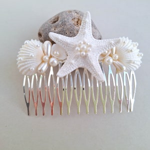 Seashell hair comb, Beach wedding,Beach hair accessory,Seashell Hair accessories,Mermaid hair comb,Starfish,shell bridal hair comb,Headpiece image 2