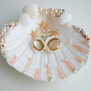 Shell ring holder, Wedding Ring Holder, Starfish, Blush pink