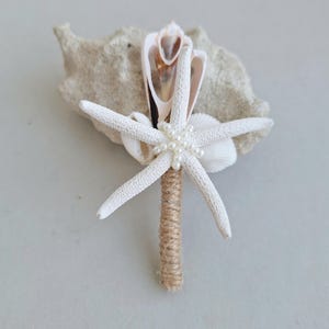 Starfish Boutonniere, Beach Wedding Corsage, Groom's Seashell Accessory, Nautical Wedding Decoration, Mermaid Theme Boutonniere
